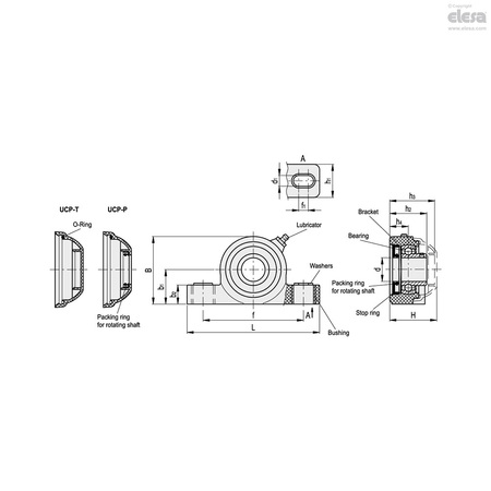 Elesa Self-aligning brackets, UCP.206-C UCP (inch sizes)